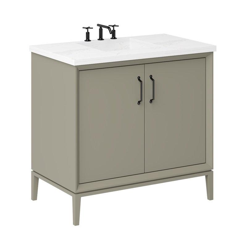 Alexandra Single Bath Vanity, French Olive, Matte Black, 30"