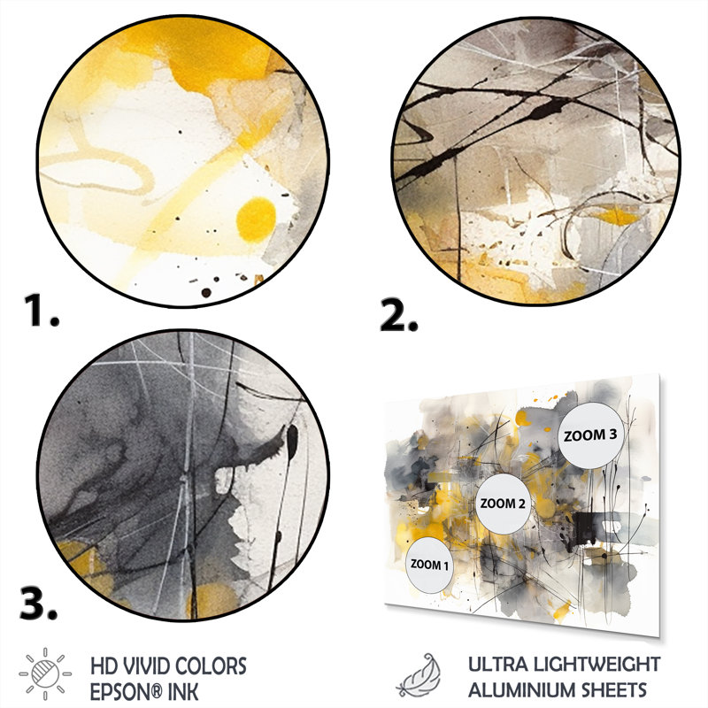 Ensemble de salon art mural en métal jaune gris au-delà de la toile II