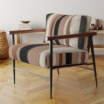 Fauteuil d'appoint rembourré abstrait brun et noir Beyond Boundaries IV