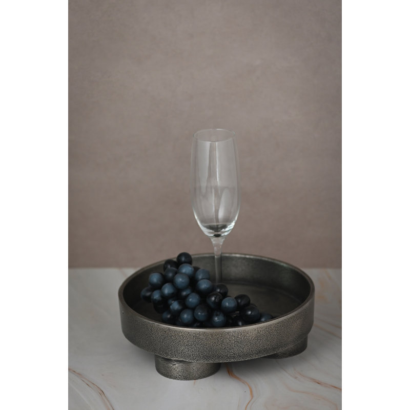 Plateau rond en aluminium gris Lg, L 9 po x P 9 po x H 3 po