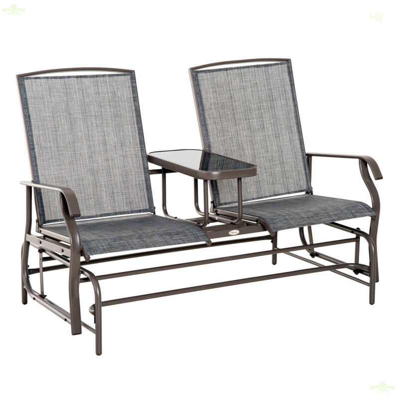 Banc d'extérieur avec table centrale Outsunny, Gris