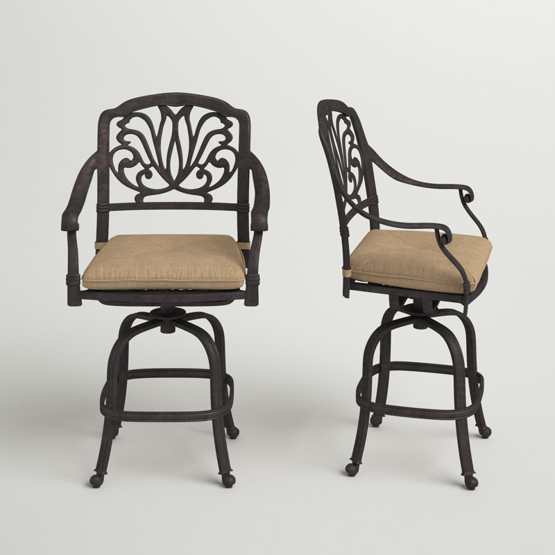 Lebanon Metal Outdoor 26'' Counter Stool with Cushion
