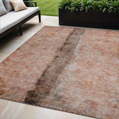 Tapis intérieur lavable abstrait 5 pi x 8 pi brun