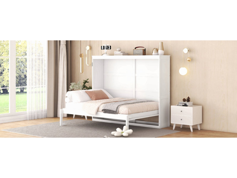 Lit escamotable Murphy, Lit double, Blanc