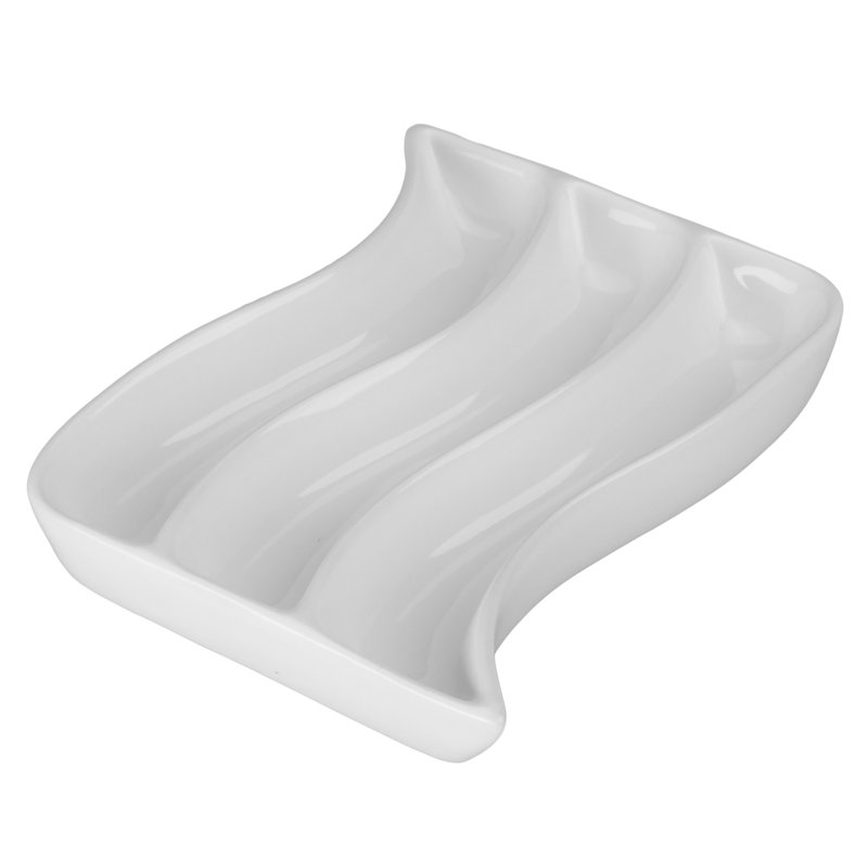 White Ceramic Wavy 3-Ounce Serving Dish