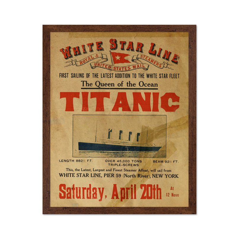 Titanic Queen of the Ocean, H 12 po x l 16 po, Affiche, Encadrement brun