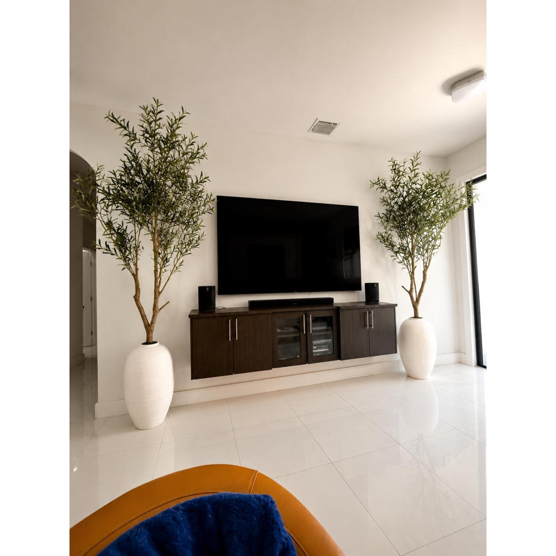 Artificial Olive Tree In White Konos Vase, White