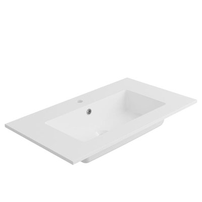 DAX Toscana Vanity Basin, 32", Single Bowl, Glossy White