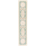 Hand-Knotted High-Quality Beige and Green Runner