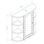 Armoire de salle de bain murale avec miroir - 6 tablettes ouvertes, 3 tablettes réglables ouvertes blanches, enduite