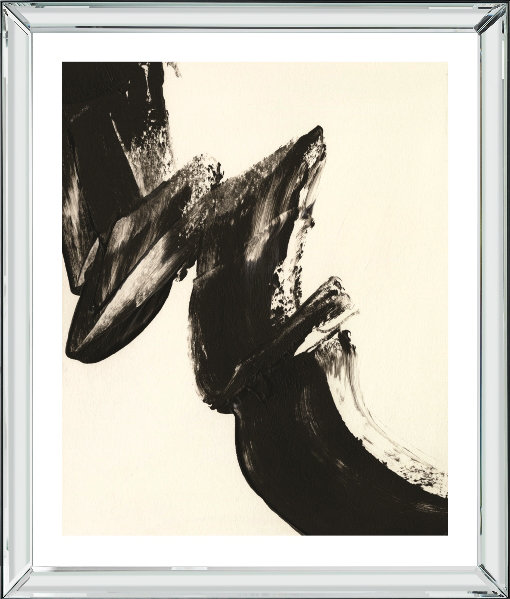 Black Expression II Abstract - Single Picture Frame Print, Bevelled Mirror, 172.72 cm H x 144.78 cm W