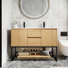 Ensemble de meuble-lavabo à double cuve 48 "avec plateau en résine , robinet, tablette ouverte, structure en métal