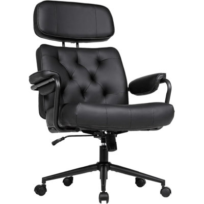 Fauteuil de bureau noir, grand et grand, d'une capacité de 500 lb, très large fauteuil de bureau en cuir polyuréthane
