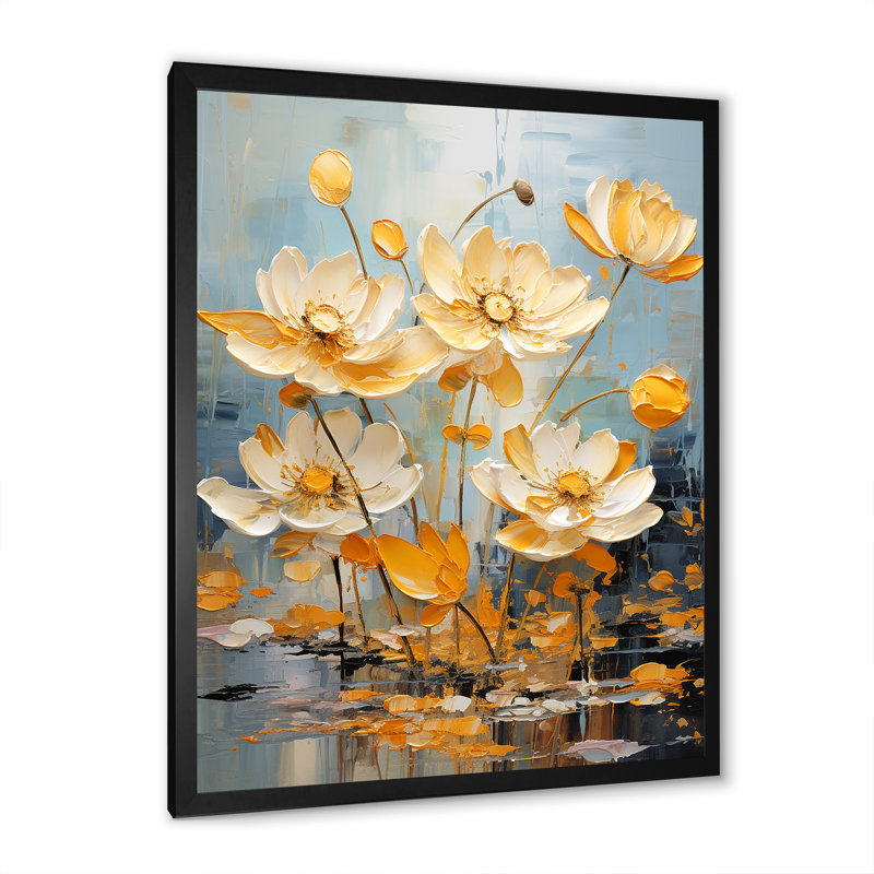 Golden Pond Lotus Tranquility I sur toile, H 44 po x l 34 po x P 1,5 po, Cadre photo noir simple