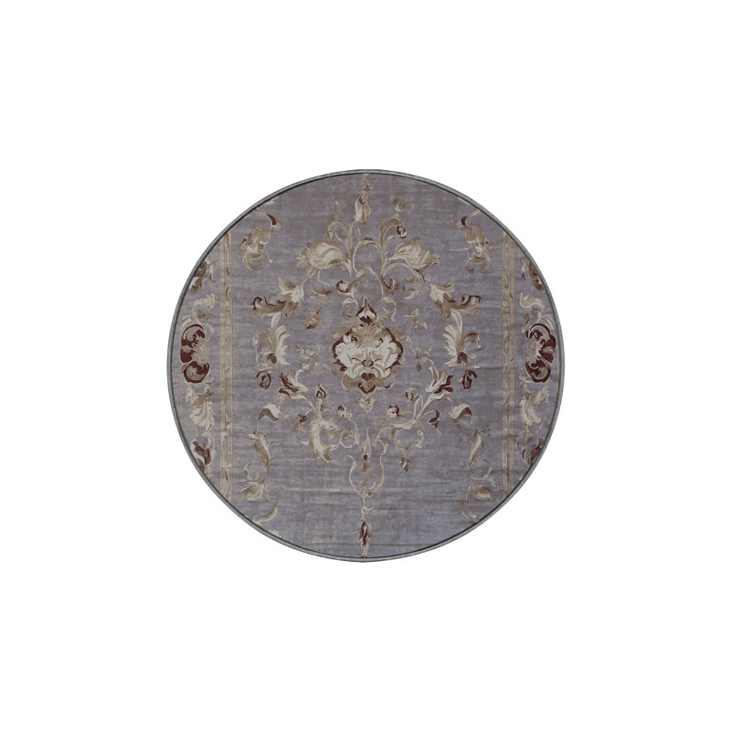 Machine Washable Gray Area Rug, Round 4'