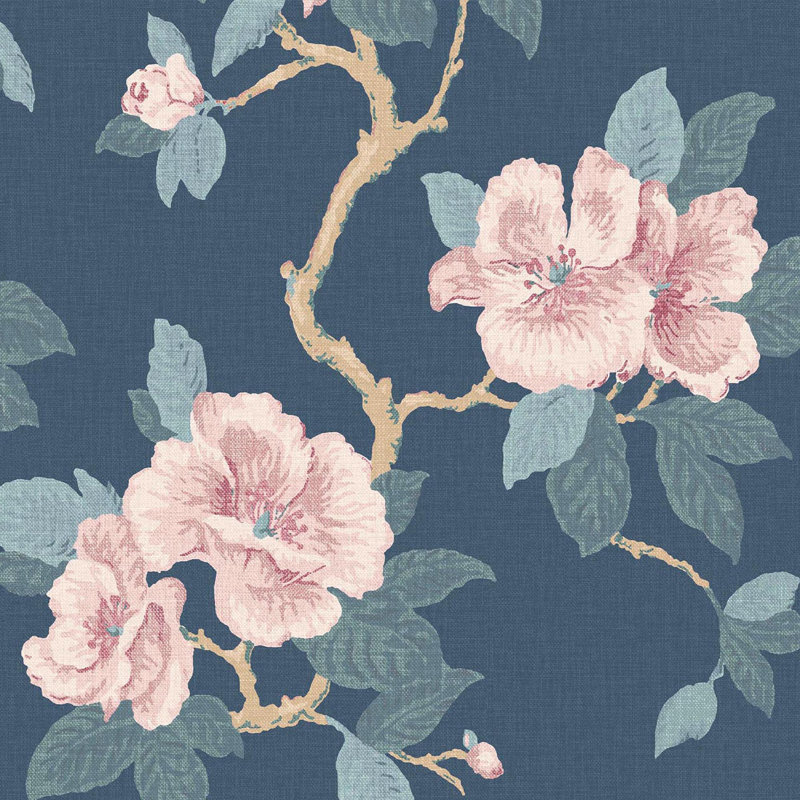 Laura Ashley Maya Linen Wallpaper, Blue