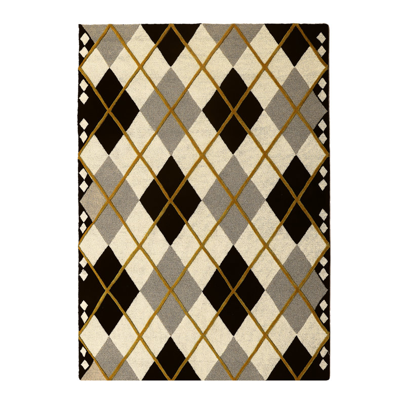 Cream Argyle Rug, Rectangle 5' x 8'