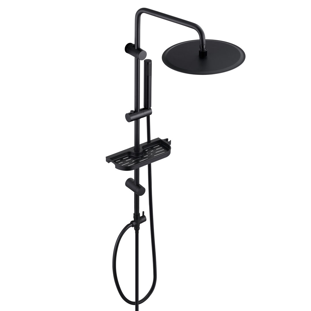 Belfry Bathroom Regendusche Duschsystem Mit Ablage Schwarz D25Cm