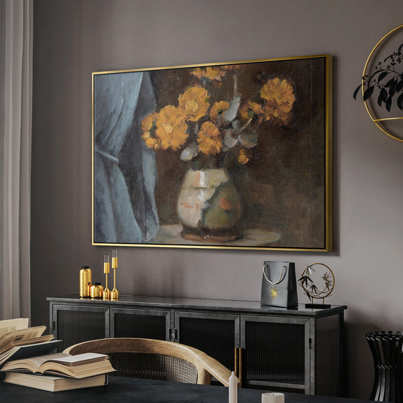 «Vintage Botanical - Lxxx» sur toile, Toile avec cadre flottant or, H 25 po x l 37 po x P 2 po