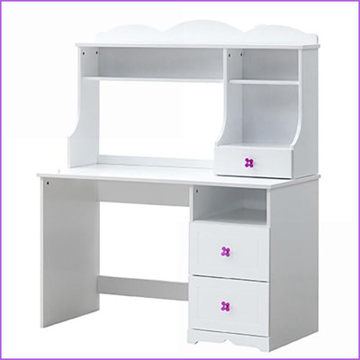 Bureau blanc à 2 tiroirs avec compartiment ouvert | 47,5 po de largeur | Bois