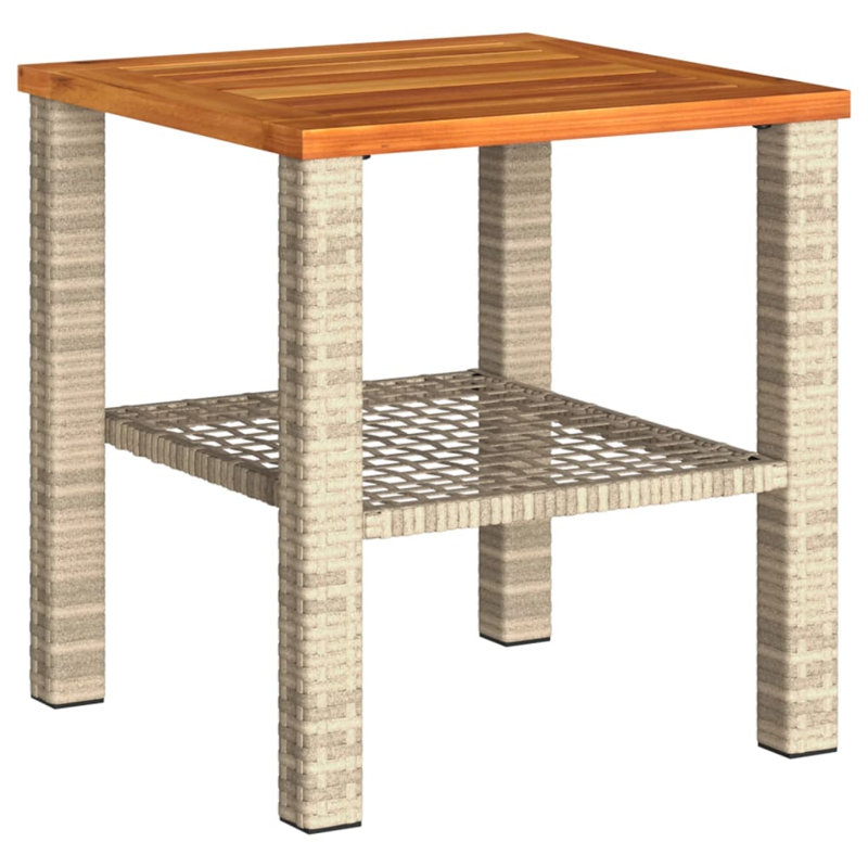 Bay Isle Home? Patio Table Poly Rattan Acacia Wood, Beige and brown