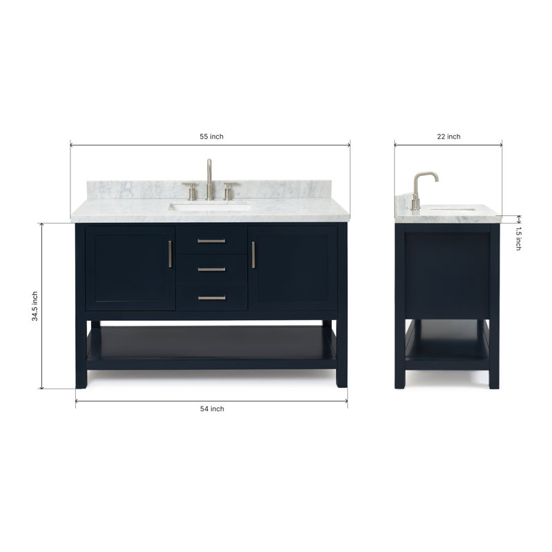 Bayhill 55'' W Single Vanity, Midnight Blue