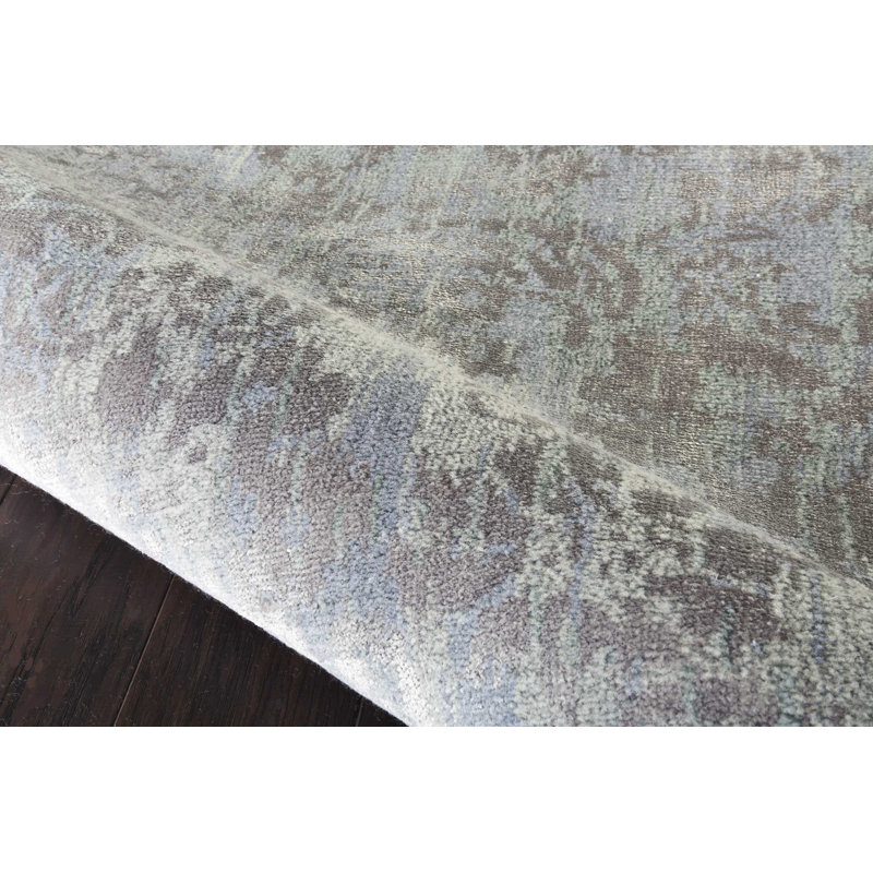 Tapis à motif abstrait ardoise Zephyr, Rond 8 pi