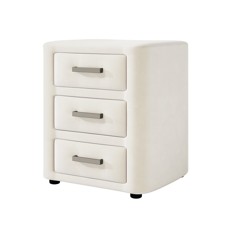 Table de chevet, table de chevet rembourrée avec compartiments de rangement verticaux, structure compacte, Beige