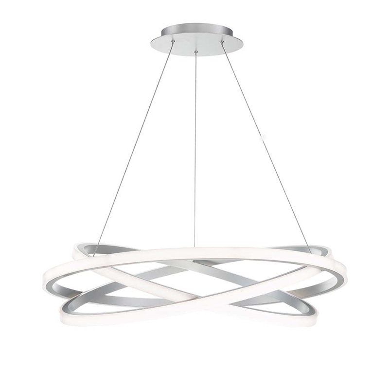 Veloce Unique Tiered Dimmable LED Chandelier, Titanium, 8" H x 38" W x 38" D