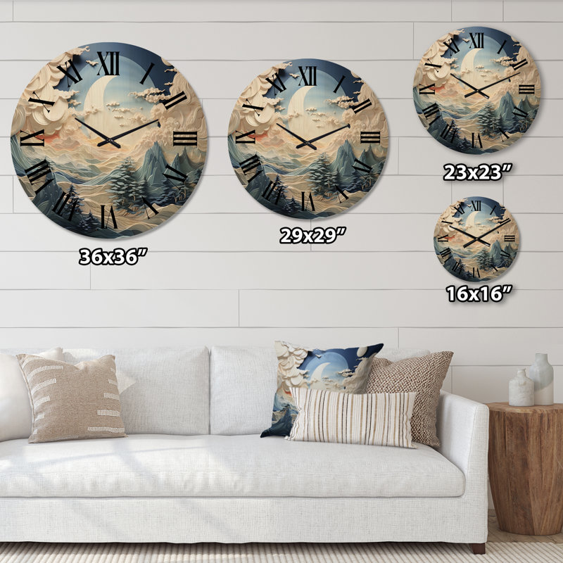 Horloge murale en bois massif Manoish, Moyenne