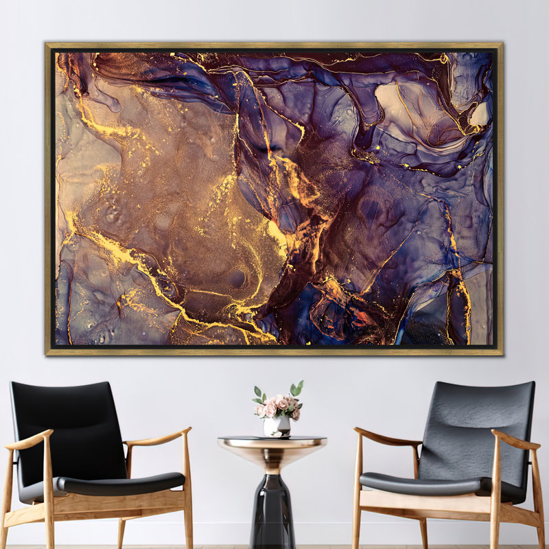 Mauve et marbre doré, imprimé marbré mauve, toile marbrée dorée, toile marbrée de luxe, art moderne, œuvre d'art abstraite, œuvre marbrée,