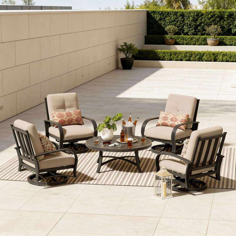 Ensemble de conversation pivotant en aluminium pour 4 personnes avec coussins Sunbrella® Chamber