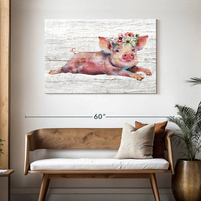 Brampt Wooden Floral Pig