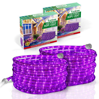  Corde DEL mauve clair - pour une utilisation intérieure et extérieure, 24 pieds (7,3 m) - 10 mm de diamètre - 144 ampoules DEL à longue durée de vie - paquet de 2