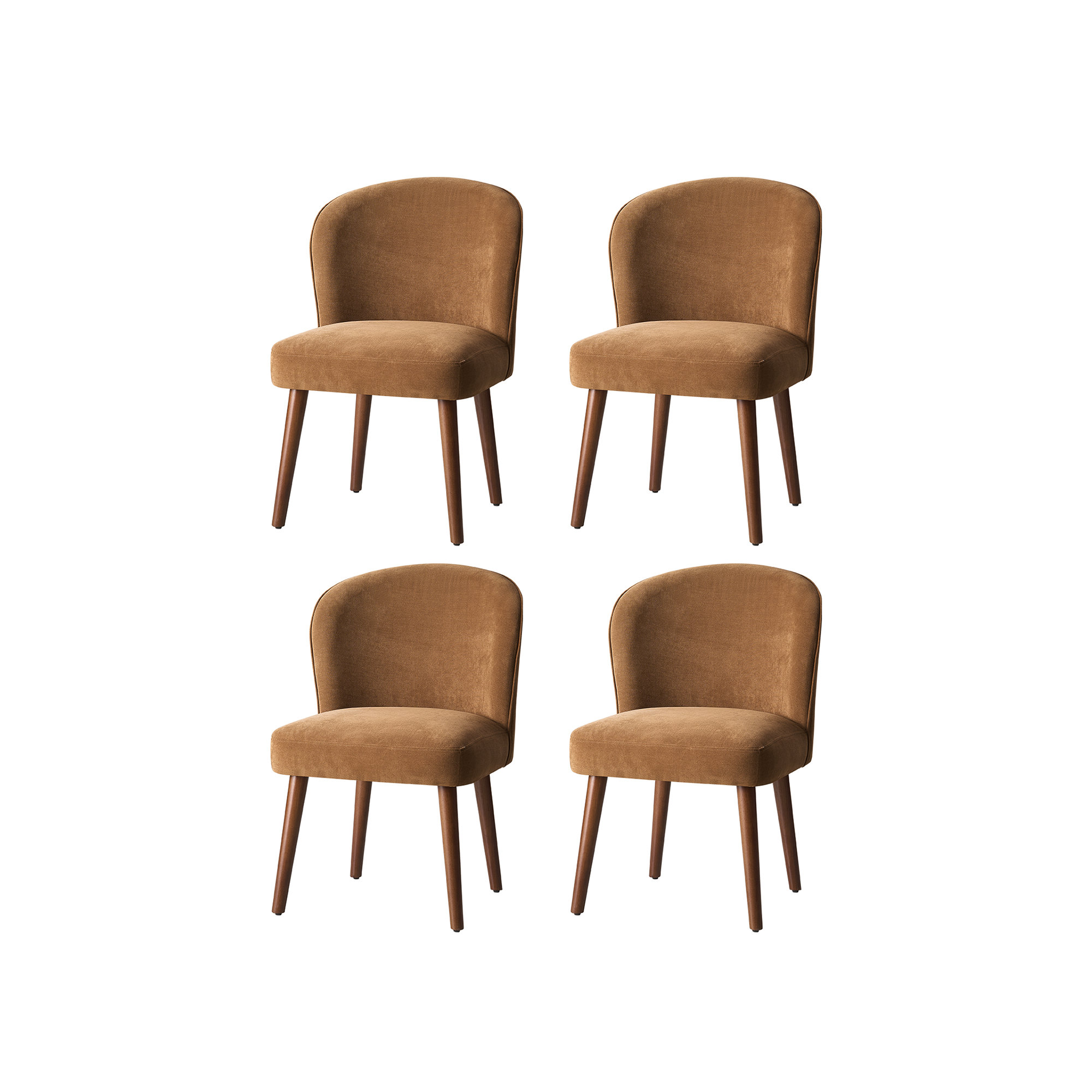 Palmdale Mid-Century Modern Upholstered Dining Chair Set, Caramel, 4