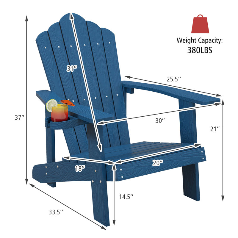 Chaise Adirondack en plastique Gumbert, Bleu