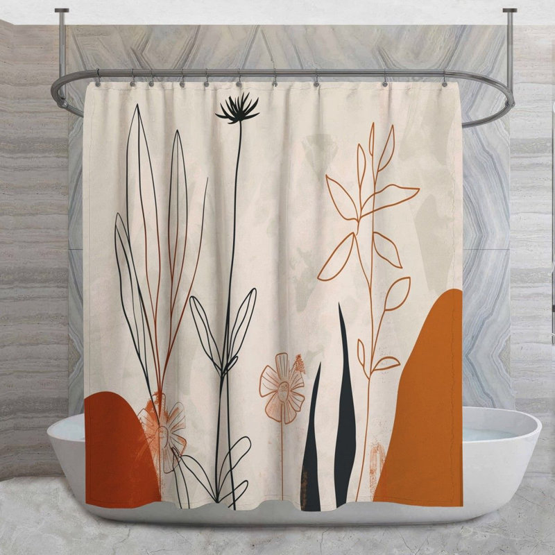 Rideau de douche Botanical - Décoration de salle de bain Nature, H 93 po x l 70 po
