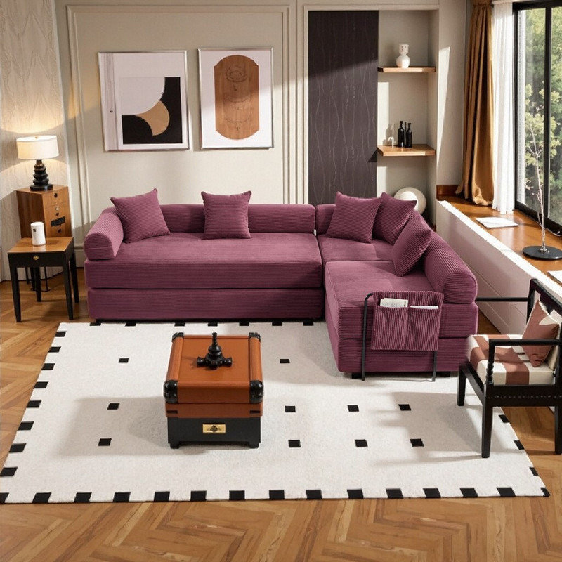 Canapé-lit pliant multifonctionnel 6-en-1 avec module de canapé-lit pliant convertible Cloud Comfort, Rouge