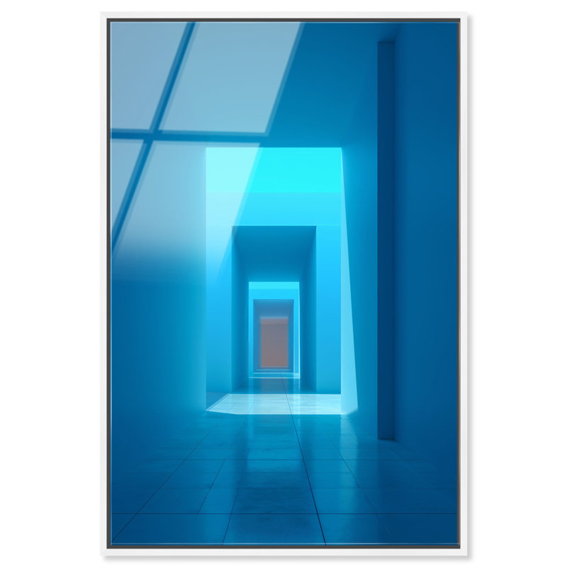 Cerulean Corridor II Print, 55"H x 37"W, White Floater Frame