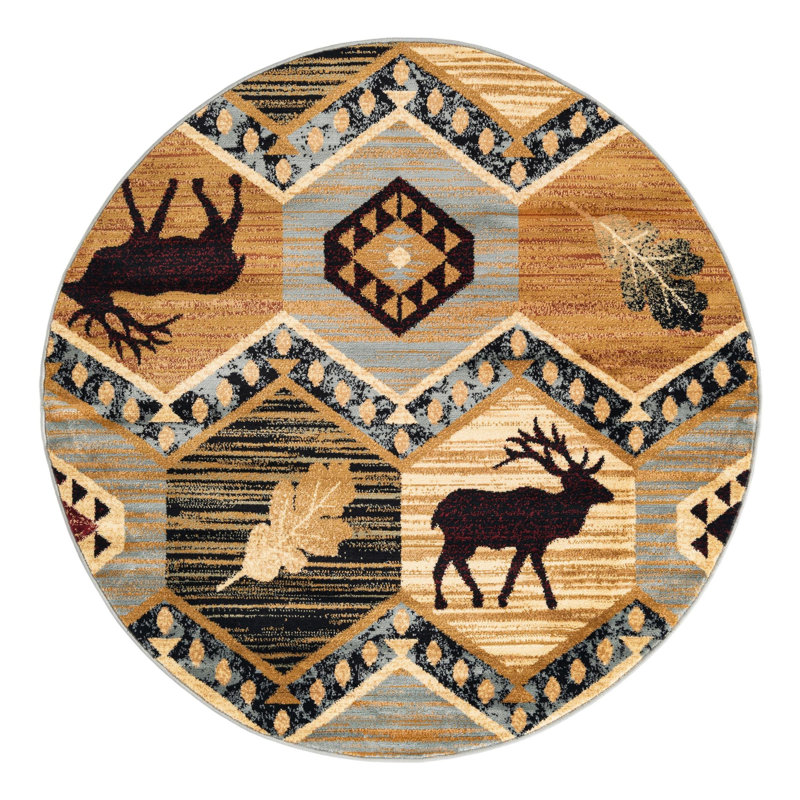Pioneer Geometric Indoor Rug, Round 5'3"