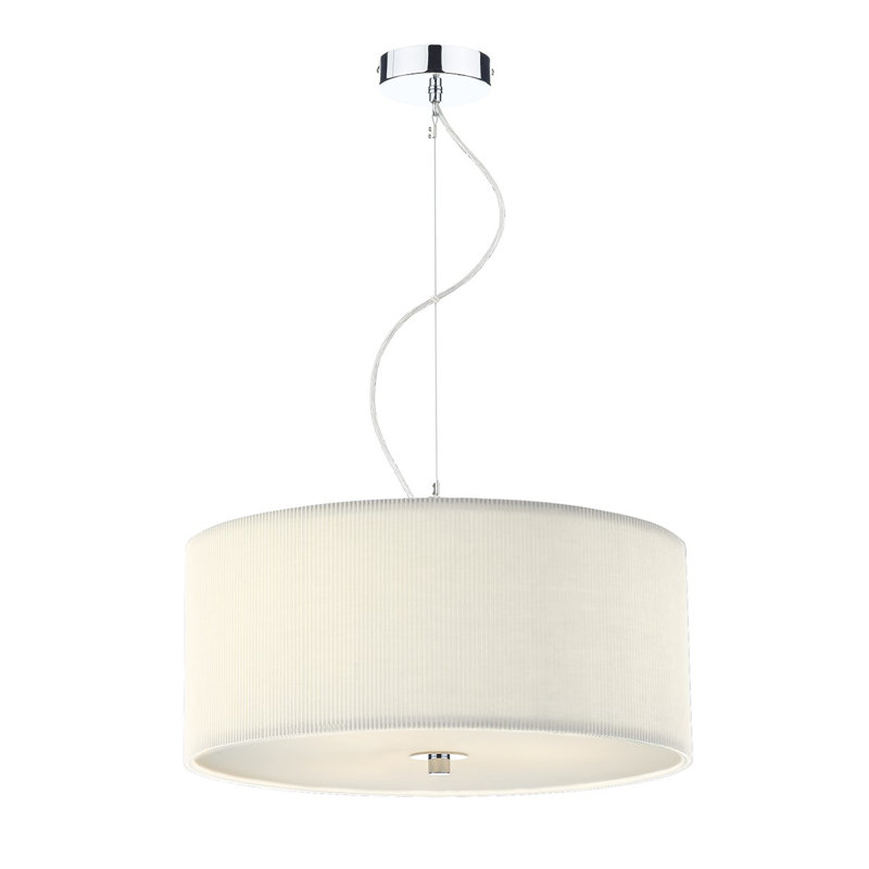 Kiera 3 - Light Polished Chrome Drum Pendant, Large, Cream