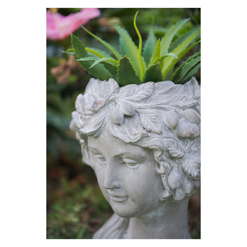 Cement Bust Wall Planter, Gray