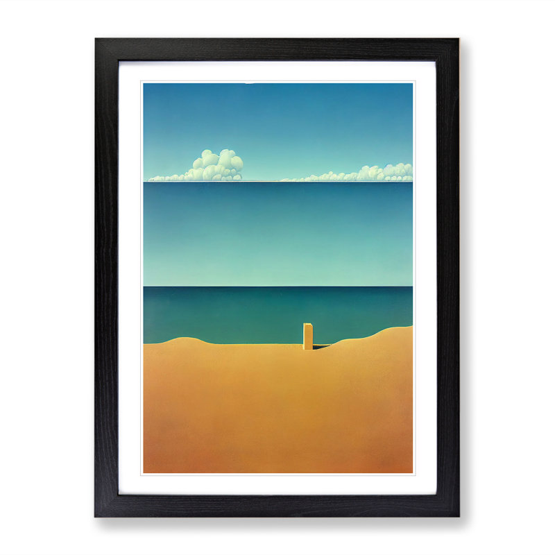 Lonely Beach Abstract - Single Picture Frame Print, Black, 64cm H x 46cm W x 2cm D