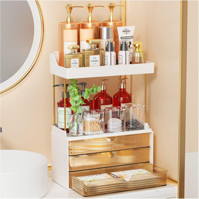 3-Drawer 2-Tier Makeup Organizer For Bathroom, Vanity, Skincare - Spacious And Versatile