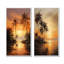 Palmier, escapade tropicale, coucher de soleil, bronze, plage, palmiers et palmiers, ensemble d'art mural sur toile-316566354-316566357