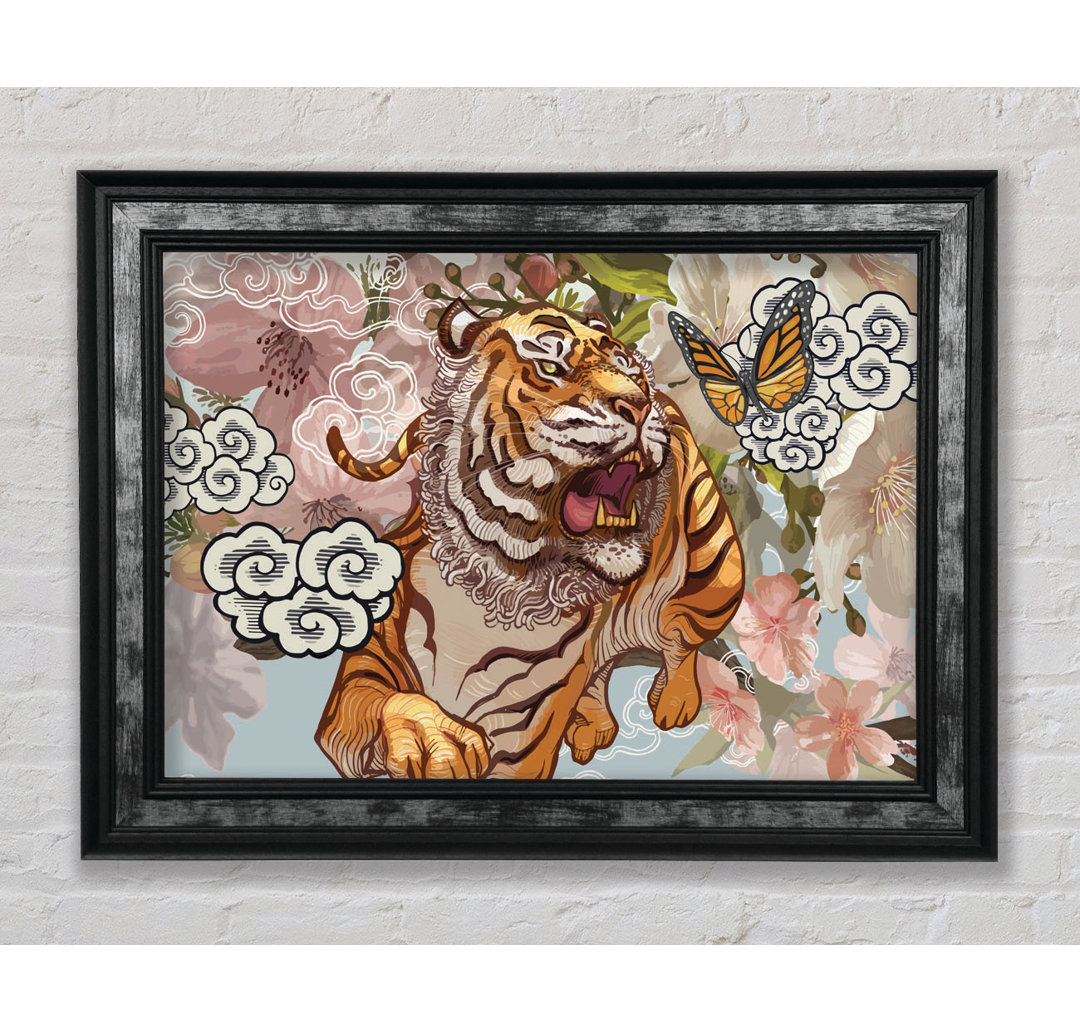 The Tiger Floral - Einzelner Bilderrahmen Kunstdrucke