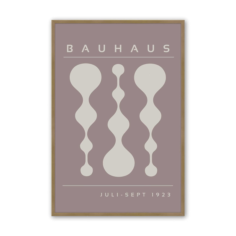 «Warm Taupe» rétro, affiche de Bauhaus II, H 11,25 po x l 9,25 po x P 1,25 po, Or brossé