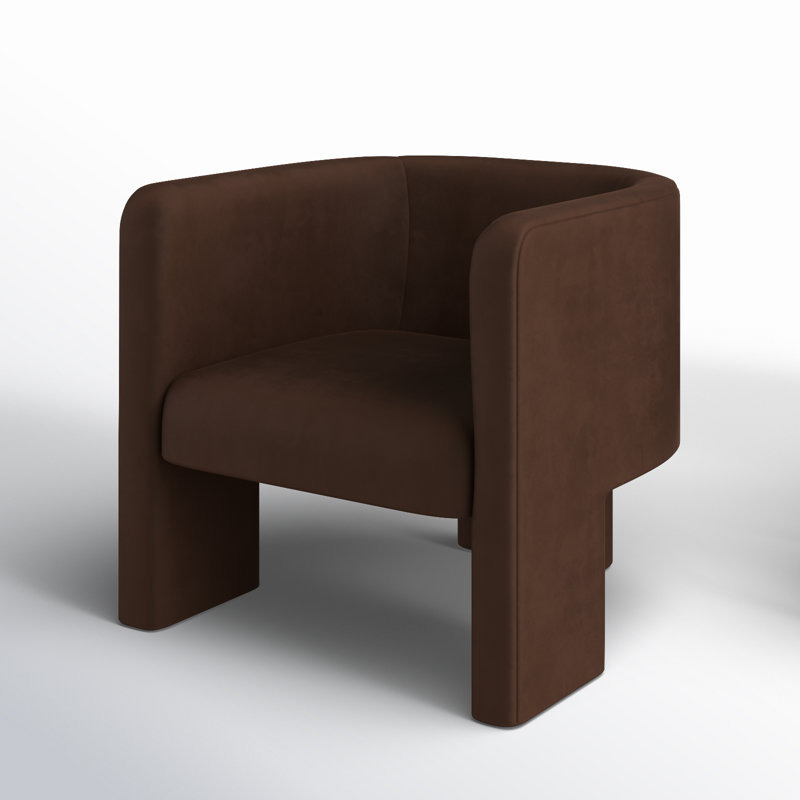 Ellum Upholstered Barrel Chair, Dark Brown Velvet