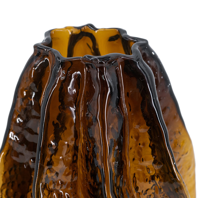 Textured Glass Vase - Amber, 8.3" H x 5.5" W x 5.5" D
