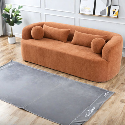 Spacious Modern Chenille Sofas, No Assembly Curved Couch For Home